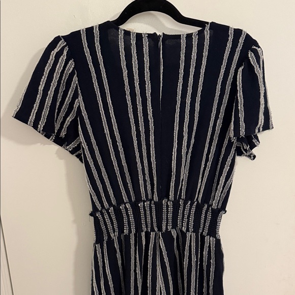Anthropologie Dolan Navy Sz Small Left Coast Cotton Stripe Wide Leg Jumpsuit - Picture 7 of 9